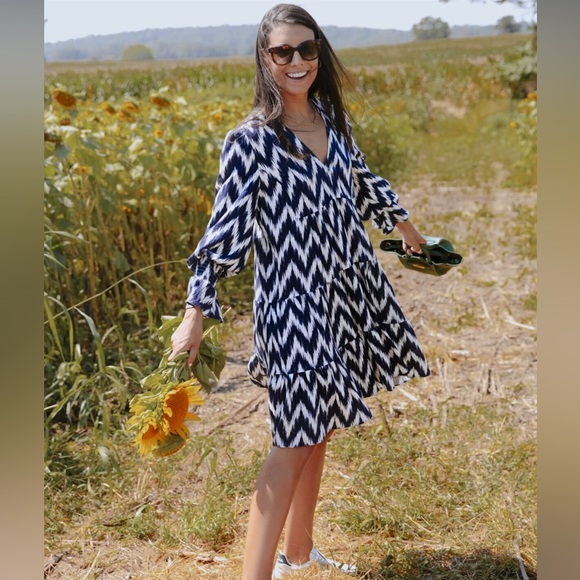 Tuckernuck Pomander Place Navy Ikat Kenzo Dress XS - Picture 4 of 15